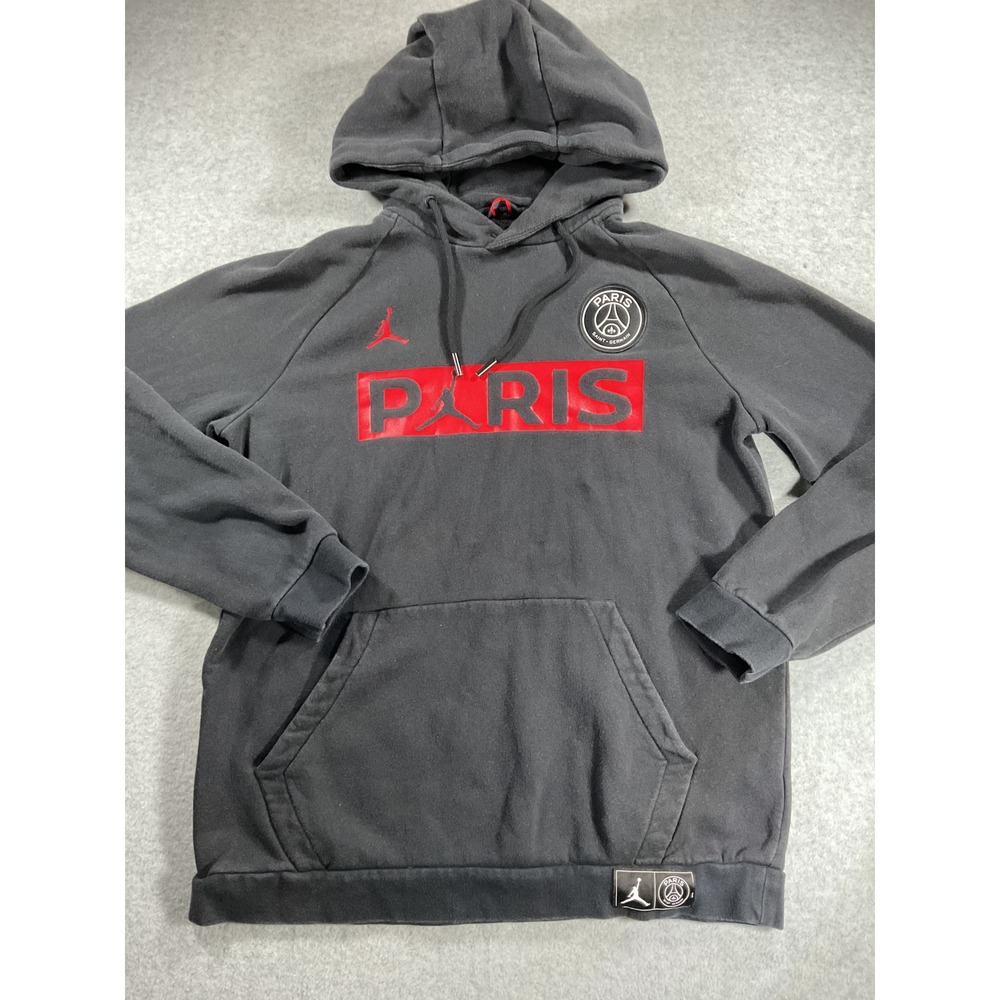 Jordan x PSG Paris Saint-Germain Hoodie Black Red Mens Large BQ8350-010 1838